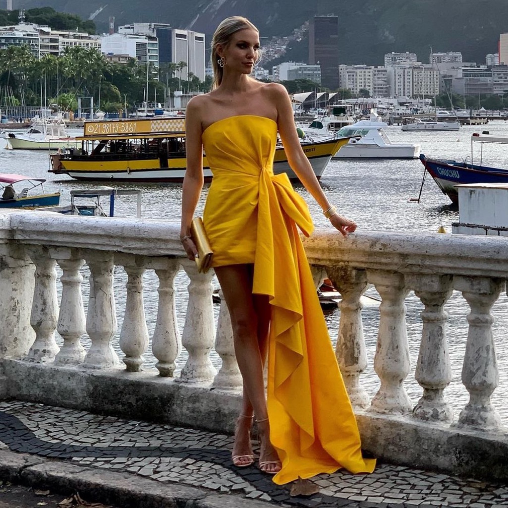 carolina herrera yellow silk dress CAROLINA HERRERA Wrap-effect draped silk-faille gown